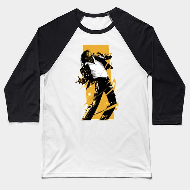 Pop King - Yellow Backdrop - Pop Music Baseball T-Shirt by Fenay-Designs